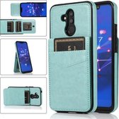 Voor Huawei Mate 20 Lite Effen kleur PC + TPU beschermhoes met houder en kaartsleuven (groen)