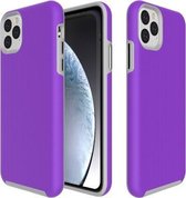 Antislip pantsertextuur TPU + pc-hoesje voor iPhone 11 Pro (paars)