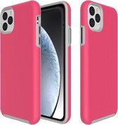 Antislip pantsertextuur TPU + pc-hoesje voor iPhone 11 Pro (rozerood)