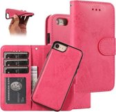 Voor iPhone SE 2020/8/7 KLT888-2 Retro 2 in 1 Afneembare Magnetische Horizontale Flip TPU + PU Leren Case met Houder & Kaartsleuven & Fotolijst & Portemonnee (Rose Red)