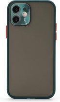 Volledige dekking TPU + pc-beschermhoes met metalen lensafdekking voor iPhone 12 (groen rood zwart)