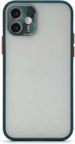 Volledige dekking TPU + pc-beschermhoes met metalen lensafdekking voor iPhone 12 mini (groen rood)