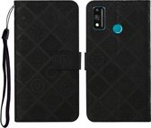 Voor Huawei Honor 9X Lite Etnische Stijl Reliëfpatroon Horizontale Flip Leren Case met Houder & Kaartsleuven & Portemonnee & Lanyard (Zwart)