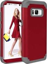 Voor Galaxy S8 Dropproof 3 in 1 Geen opening in het midden Siliconen hoes voor mobiele telefoon (rood)