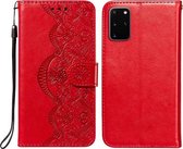 Voor Samsung Galaxy S20 Plus Flower Vine Embossing Pattern Horizontale Flip Leather Case met Card Slot & Holder & Wallet & Lanyard (Red)