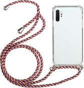 Voor Samsung Galaxy Note10 + Four-Corner Anti-Fall transparante TPU beschermhoes met lanyard (roodgrijs)