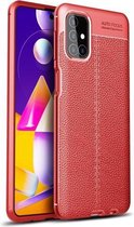 Voor Samsung Galaxy M31s Litchi Texture TPU schokbestendig hoesje (rood)