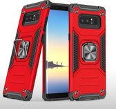 Voor Samsung Galaxy Note 8 magnetisch pantser schokbestendig TPU + pc-hoesje met metalen ringhouder (rood)