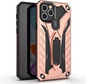 Voor iPhone 12 mini schokbestendige TPU + pc-beschermhoes met houder (roségoud)