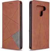 Voor LG K51 Rhombus Texture Horizontale Flip Magnetische Leren Case met Houder & Kaartsleuven & Portemonnee (Bruin)