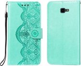 Voor Samsung Galaxy J4 + Flower Vine Embossing Pattern Horizontale Flip Leather Case met Card Slot & Holder & Wallet & Lanyard (Green)