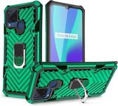 Voor OPPO Realme C15 Cool Armor PC + TPU schokbestendig hoesje met 360 graden rotatieringhouder (donkergroen)