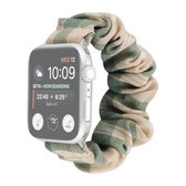 Voor Apple Watch Series 6 & SE & 5 & 4 44 mm / 3 & 2 & 1 42 mm JK uniforme stijl doek + roestvrij stalen horloge polsband (beige + groen) (beige + groen)
