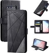 Voor Samsung Galaxy S10 Plus Skin Feel Splicing Horizontale Flip Leather Case met houder & kaartsleuven & portemonnee & fotolijst (zwart)