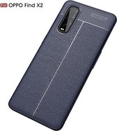 Voor OPPO Find X2 Litchi Texture TPU schokbestendig hoesje (marineblauw)