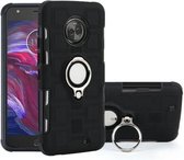 Voor Motorola Moto X4 2017 2 in 1 kubus PC + TPU beschermhoes met 360 graden draaien zilveren ringhouder (zwart)