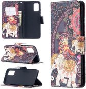 Voor Samsung Galaxy A02s (EU-versie) Gekleurde tekening patroon Horizontale flip lederen tas met houder & kaartsleuven & portemonnee (bloem olifant)