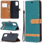 Voor Samsung Galaxy A02s (EU-versie) Kleuraanpassing Denim Textuur Horizontale Flip Leren Case met Houder & Kaartsleuven & Portemonnee & Lanyard (Groen)