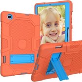 Voor Samsung Galaxy Tab S6 Lite P610 Contrastkleur Robot Schokbestendig Siliconen + PC Beschermhoes met Houder (Oranje Blauw)