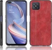 Voor Oppo Reno4 Z 5G / A92S Schokbestendig Naaien Koe Patroon Huid PC + PU + TPU Case (Rood)