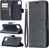 Voor OPPO Realme C11 Retro Lambskin Texture Pure Color Horizontale Flip PU Leather Case, met houder & kaartsleuven & portemonnee & lanyard (zwart)