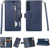 Voor Xiaomi Mi 9 SE Multifunctionele Rits Horizontale Flip Leren Case met Houder & Portemonnee & 9 Kaartsleuven & Lanyard (Blauw)