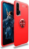 Metalen ringhouder 360 graden roterende TPU-hoes voor Huawei Honor 20 Pro (rood + rood)