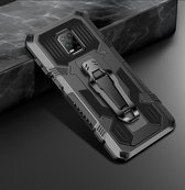 Voor Geschikt voor Xiaomi Redmi Note 9S Machine Armor Warrior schokbestendige pc + TPU beschermhoes (zwart)