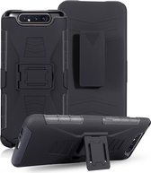 Voor Galaxy A80 / A90 PC + siliconen terugclip schuifhoes beschermhoes (zwart)