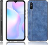 Voor Xiaomi Redmi 9A Schokbestendig Naaien Koe Patroon Huid PC + PU + TPU Case (Blauw)