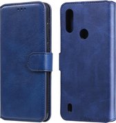 Voor Motorola Moto E6s Klassieke Kalfsstructuur PU + TPU Horizontale Leren Flip Case, met Houder & Kaartsleuven & Portemonnee (Blauw)