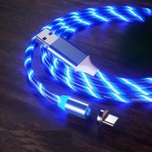USB naar Type-C / USB-C Magnetische zuigkracht Kleurrijke Streamer Oplaadkabel mobiele telefoon, lengte: 1m (blauw licht)
