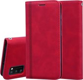 Voor Samsung Galaxy A41 Frosted Business Magnetische horizontale Flip PU lederen tas met houder & kaartsleuf & lanyard (rood)