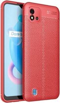 Voor OPPO Realme C20 Litchi Texture TPU schokbestendig hoesje (rood)