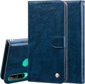 Voor Huawei P40 lite E zakelijke stijl olie wax textuur horizontale flip lederen tas met houder & kaartsleuven & portemonnee (koningsblauw)