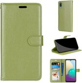 Voor Samsung Galaxy A02 / M02 Pure Color Horizontale Flip PU lederen tas met houder & kaartsleuven & portemonnee & fotolijst (groen)