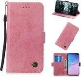 Multifunctionele horizontale flip retro lederen tas met kaartsleuf en houder voor Galaxy M20 (roze)