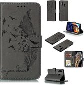 Veerpatroon Litchi Texture Horizontale Flip Leren Case met Portemonnee & Houder & Kaartsleuven voor Galaxy A60 (Grijs)