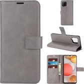Voor Samsung Galaxy A42 5G Retro Kalfspatroon Gesp Horizontale Flip Leren Case met Houder & Kaartsleuven & Portemonnee (Grijs)