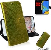 Voor Galaxy A9 2018 Effen Kleur Kleurrijke Magnetische Gesp Horizontale Flip PU Lederen Case met Houder & Kaartsleuven & Portemonnee & Lanyard (Goud)