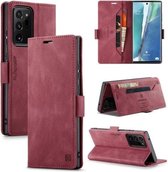 Voor Samsung Galaxy Note20 Ultra AutSpace A01 Retro Skin-feel Crazy Horse Texture Horizontale Flip lederen tas met houder & kaartsleuven & portemonnee & RFID (wijnrood)