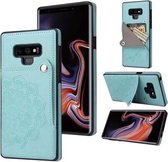 Voor Samsung Galaxy Note9 reliëfpatroon PU + TPU beschermhoes met houder & portemonnee & kaartsleuven (groen)