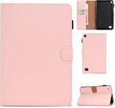 Voor Kindle Fire 7 (2015/2017/2019) Effen kleur Tablet-pc Universele magnetische horizontale flip lederen tas met kaartsleuven en houder (roze)