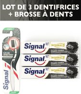 SIGNAL Pack 1 tandenborstel + 3 tandpasta Integral 8 detox whitening houtskool