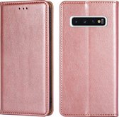 Voor Samsung Galaxy S10 PU + TPU Gloss Oil Effen Kleur Magnetische Horizontale Flip Leren Case met Houder & Kaartsleuf & Portemonnee (Rose Goud)