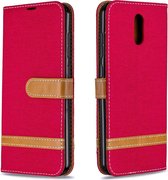 Voor Nokia 2.3 Kleuraanpassing Denim Texture Horizontaal Flip Leather Case met houder & kaartsleuven & Wallet & Lanyard (rood)