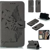 Veerpatroon Litchi Texture Horizontale Flip Leren Case met Portemonnee & Houder & Kaartsleuven voor Galaxy S9 + (Grijs)