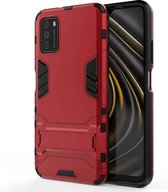 Voor Geschikt voor Xiaomi Poco M3 PC + TPU schokbestendige beschermhoes met houder (rood)
