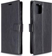 Voor Galaxy A81 Crazy Horse Texture Horizontal Flip Leather Case met houder & kaartsleuven & portemonnee & fotolijst (zwart)