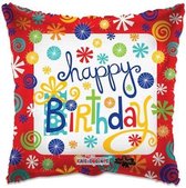Witbaard Folieballon Happy Birthday Swirls 46 Cm Rood/wit